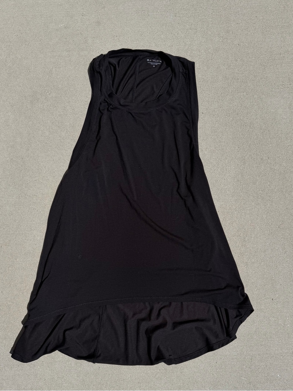 Athleta Zephyr High Neck Muscle Tank Top Black Size Medium High Low Racerback